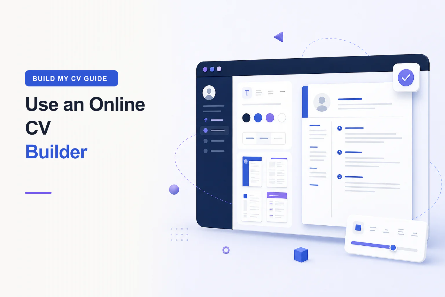 Online CV builder desktop editor with template controls and professional resume live preview