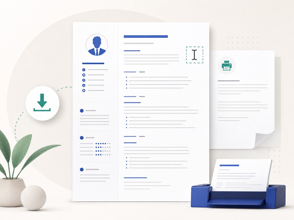 Downloadable PDF CV design workspace