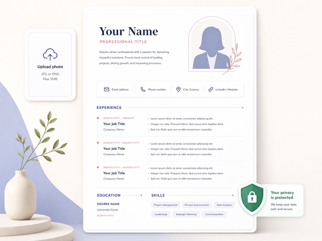 Free online CV maker with optional photo template